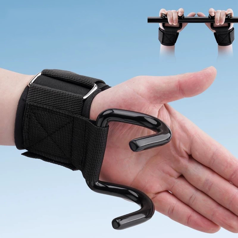 1PairWeight Lifting Hook Grips - Wrist Wraps Weightlifting Support recension och pris